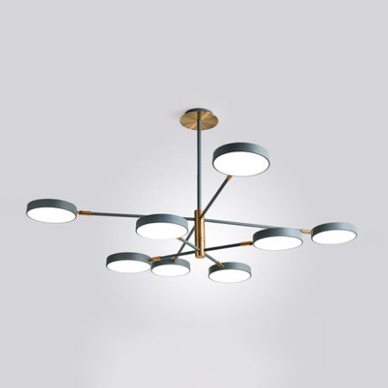 Ultra-modern Rotating Chandelier Light Fixtures Metallic Hanging Ceiling Light for Living Room 8 Grey Clearhalo 'Ceiling Lights' 'Chandeliers' 'Modern Chandeliers' 'Modern' Lighting' 2552692