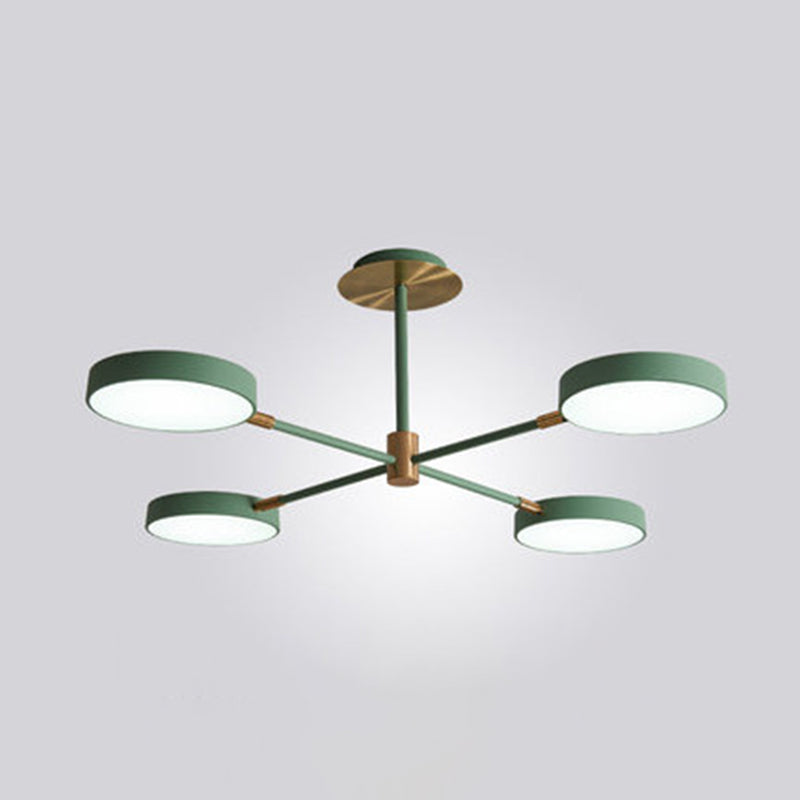 Ultra-modern Rotating Chandelier Light Fixtures Metallic Hanging Ceiling Light for Living Room 4 Green Clearhalo 'Ceiling Lights' 'Chandeliers' 'Modern Chandeliers' 'Modern' Lighting' 2552693