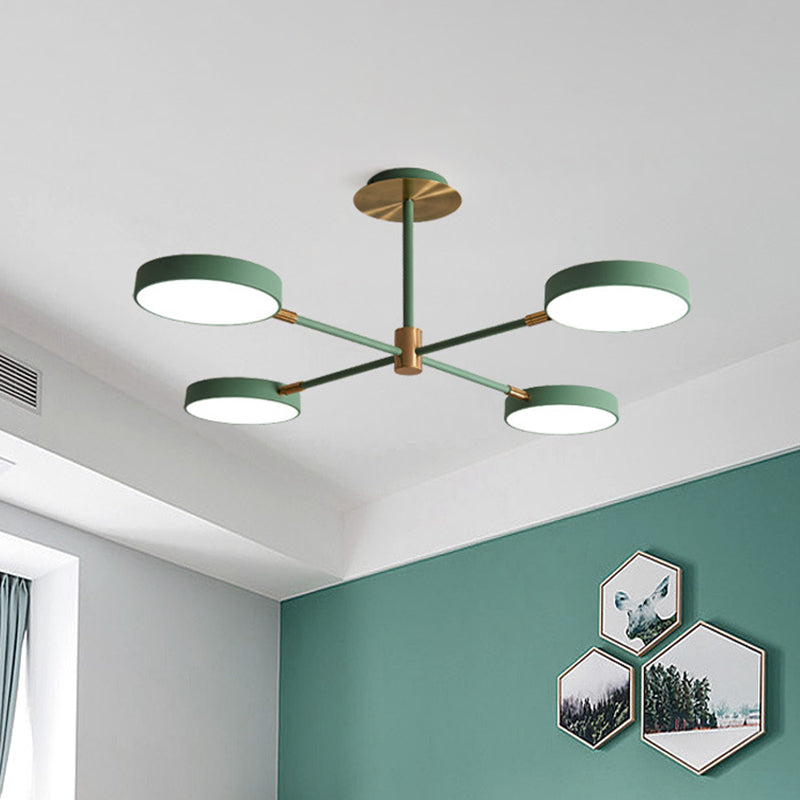Nordic Style Round Chandelier Light Metallic Hanging Pendant Lights for Living Room 4 Green Clearhalo 'Ceiling Lights' 'Chandeliers' 'Modern Chandeliers' 'Modern' Lighting' 2552696