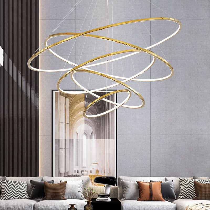 Contemporary Orbicular Chandelier Lamp Metallic Simplicity Hanging Lamp Kit for Living Room Clearhalo 'Ceiling Lights' 'Chandeliers' 'Modern Chandeliers' 'Modern' Lighting' 2552702