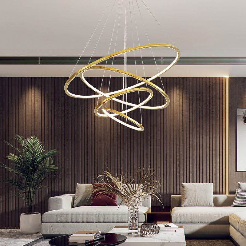 Contemporary Orbicular Chandelier Lamp Metallic Simplicity Hanging Lamp Kit for Living Room Clearhalo 'Ceiling Lights' 'Chandeliers' 'Modern Chandeliers' 'Modern' Lighting' 2552705