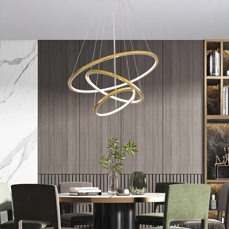 Contemporary Orbicular Chandelier Lamp Metallic Simplicity Hanging Lamp Kit for Living Room Clearhalo 'Ceiling Lights' 'Chandeliers' 'Modern Chandeliers' 'Modern' Lighting' 2552707