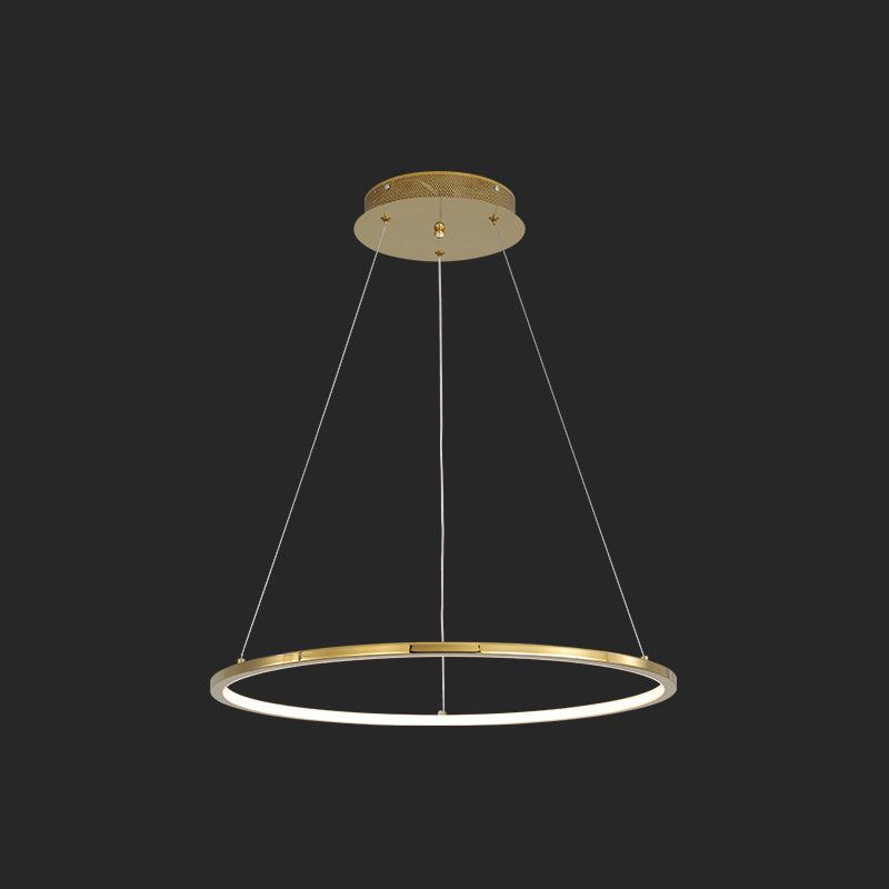 Contemporary Orbicular Chandelier Lamp Metallic Simplicity Hanging Lamp Kit for Living Room Gold 8" Clearhalo 'Ceiling Lights' 'Chandeliers' 'Modern Chandeliers' 'Modern' Lighting' 2552708