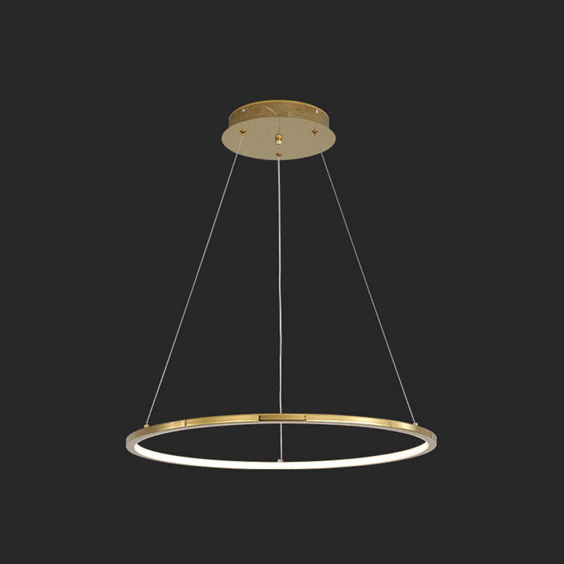 Contemporary Orbicular Chandelier Lamp Metallic Simplicity Hanging Lamp Kit for Living Room Gold 16" Clearhalo 'Ceiling Lights' 'Chandeliers' 'Modern Chandeliers' 'Modern' Lighting' 2552711