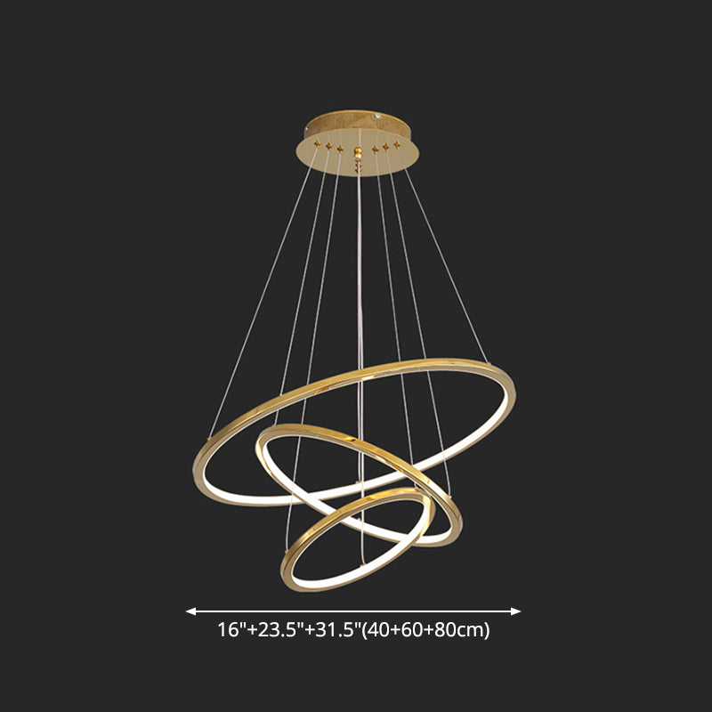 Contemporary Orbicular Chandelier Lamp Metallic Simplicity Hanging Lamp Kit for Living Room Clearhalo 'Ceiling Lights' 'Chandeliers' 'Modern Chandeliers' 'Modern' Lighting' 2552712