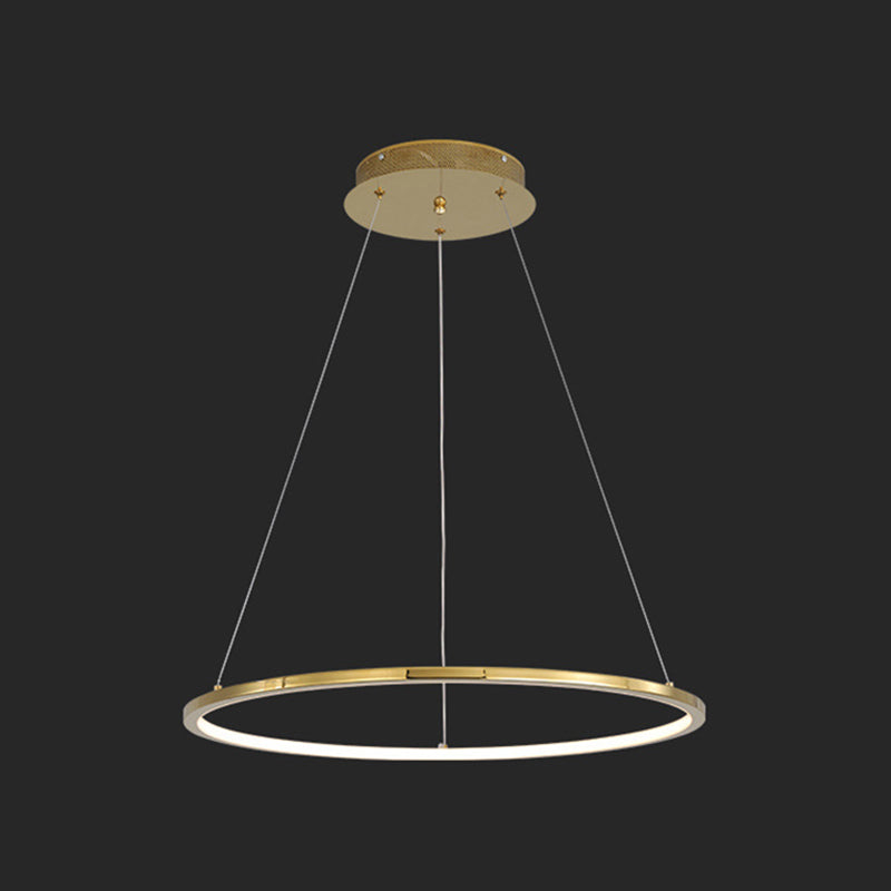 Contemporary Orbicular Chandelier Lamp Metallic Simplicity Hanging Lamp Kit for Living Room Gold 23.5" Clearhalo 'Ceiling Lights' 'Chandeliers' 'Modern Chandeliers' 'Modern' Lighting' 2552713