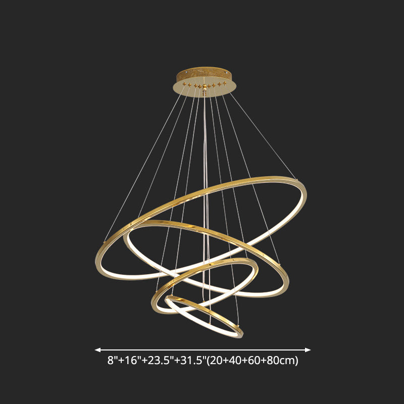 Contemporary Orbicular Chandelier Lamp Metallic Simplicity Hanging Lamp Kit for Living Room Clearhalo 'Ceiling Lights' 'Chandeliers' 'Modern Chandeliers' 'Modern' Lighting' 2552714