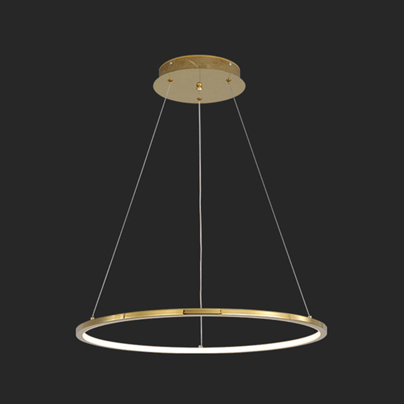 Contemporary Orbicular Chandelier Lamp Metallic Simplicity Hanging Lamp Kit for Living Room Gold 31.5" Clearhalo 'Ceiling Lights' 'Chandeliers' 'Modern Chandeliers' 'Modern' Lighting' 2552715