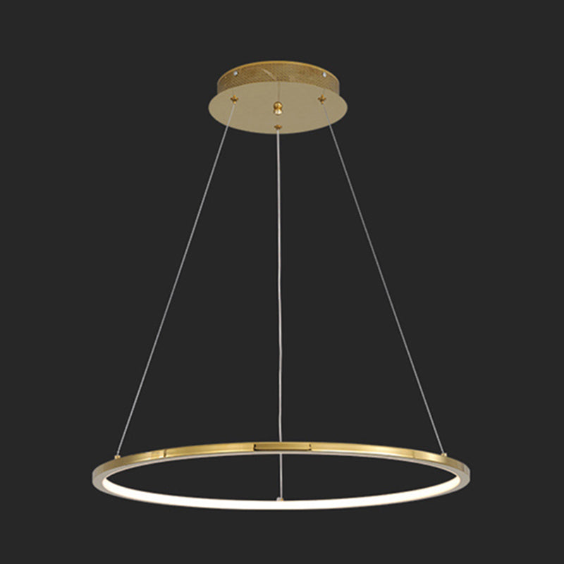 Contemporary Orbicular Chandelier Lamp Metallic Simplicity Hanging Lamp Kit for Living Room Gold 47.5" Clearhalo 'Ceiling Lights' 'Chandeliers' 'Modern Chandeliers' 'Modern' Lighting' 2552719
