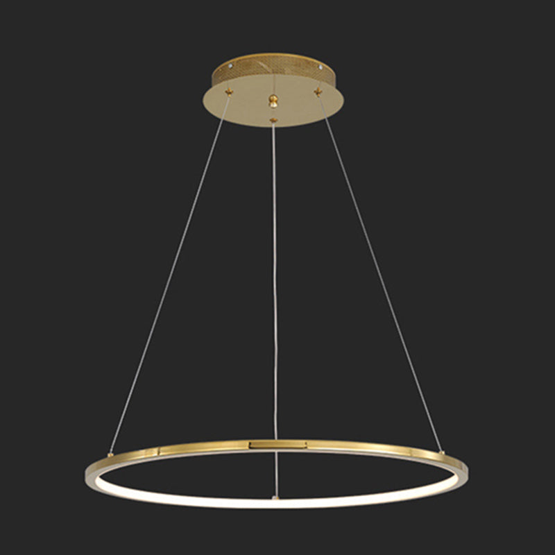 Contemporary Orbicular Chandelier Lamp Metallic Simplicity Hanging Lamp Kit for Living Room Gold 51" Clearhalo 'Ceiling Lights' 'Chandeliers' 'Modern Chandeliers' 'Modern' Lighting' 2552726