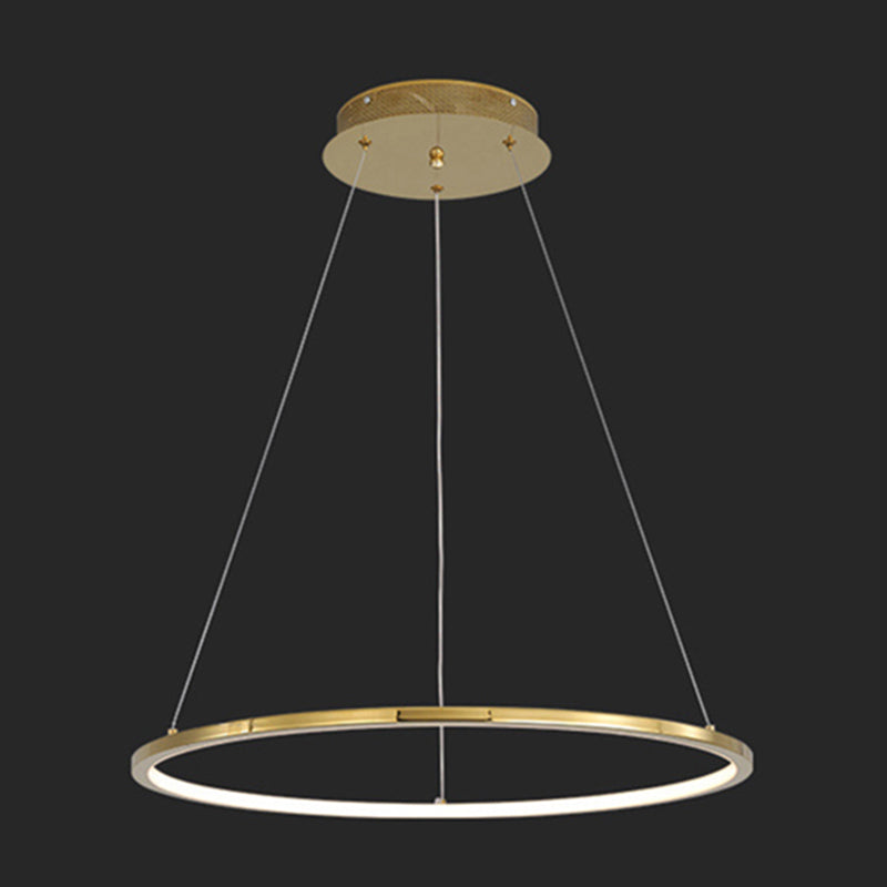 Contemporary Orbicular Chandelier Lamp Metallic Simplicity Hanging Lamp Kit for Living Room Gold 55" Clearhalo 'Ceiling Lights' 'Chandeliers' 'Modern Chandeliers' 'Modern' Lighting' 2552730