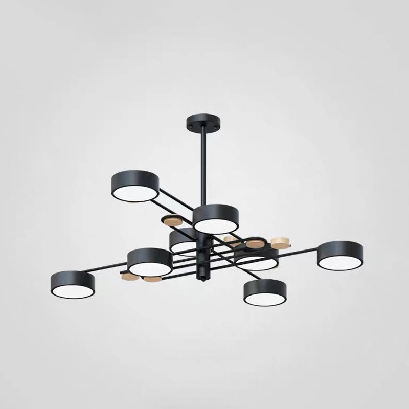 Modern Layered Branching Chandelier Pendant Light Metallic Suspension Pendant Light for Living Room 8 Black Clearhalo 'Ceiling Lights' 'Chandeliers' 'Modern Chandeliers' 'Modern' Lighting' 2552737