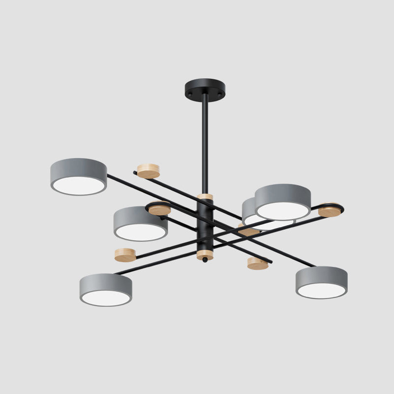 Modern Layered Branching Chandelier Pendant Light Metallic Suspension Pendant Light for Living Room 6 Grey Clearhalo 'Ceiling Lights' 'Chandeliers' 'Modern Chandeliers' 'Modern' Lighting' 2552748