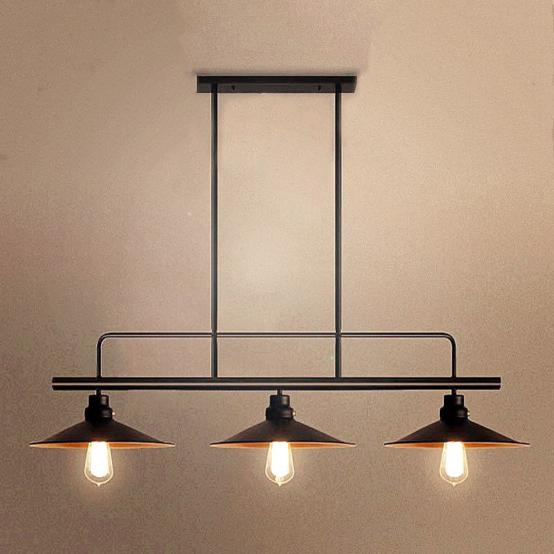 Metal Black Island Lighting Fixture Cone Shape Industrial Style Pendant Chandelier Black Clearhalo 'Ceiling Lights' 'Island Lights' Lighting' 2552784