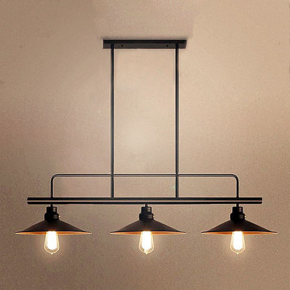Metal Black Island Lighting Fixture Cone Shape Industrial Style Pendant Chandelier Black Clearhalo 'Ceiling Lights' 'Island Lights' Lighting' 2552784