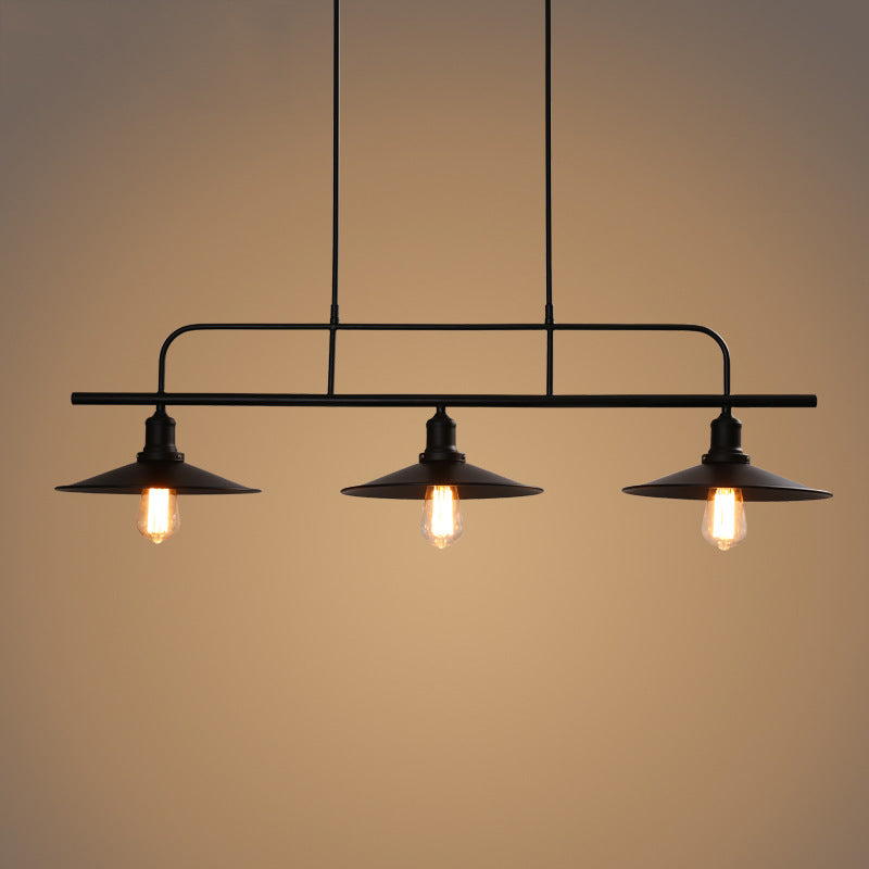 Metal Black Island Lighting Fixture Cone Shape Industrial Style Pendant Chandelier Clearhalo 'Ceiling Lights' 'Island Lights' Lighting' 2552787