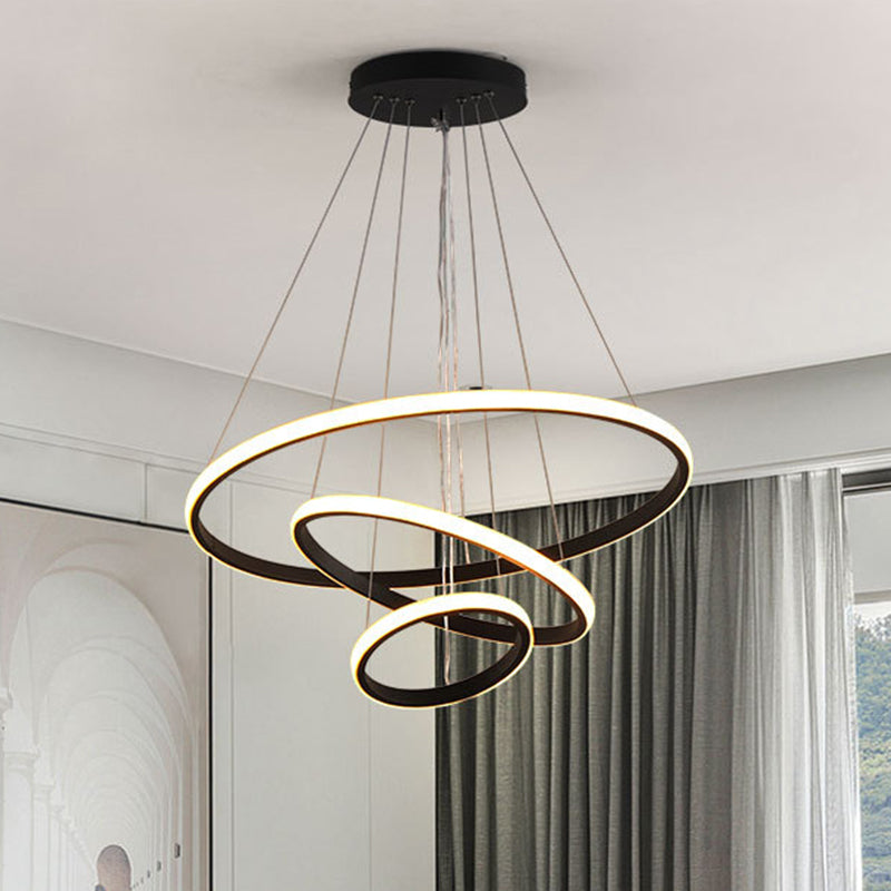 3 Rings Ceiling Pendant Light Simplicity Style Metal LED Bedroom Suspended Lighting Fixture Clearhalo 'Ceiling Lights' 'Chandeliers' 'Modern Chandeliers' 'Modern' Lighting' 2552797
