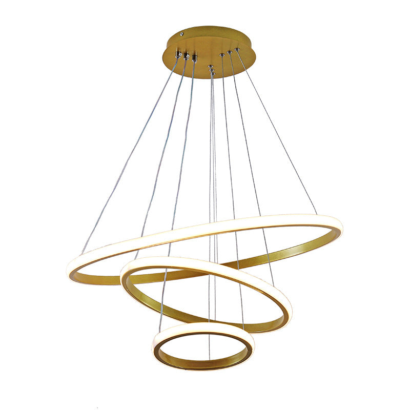 3 Rings Ceiling Pendant Light Simplicity Style Metal LED Bedroom Suspended Lighting Fixture Clearhalo 'Ceiling Lights' 'Chandeliers' 'Modern Chandeliers' 'Modern' Lighting' 2552799