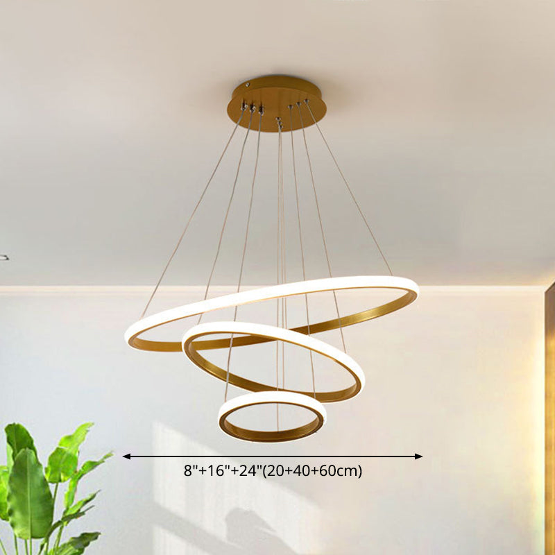 3 Rings Ceiling Pendant Light Simplicity Style Metal LED Bedroom Suspended Lighting Fixture Clearhalo 'Ceiling Lights' 'Chandeliers' 'Modern Chandeliers' 'Modern' Lighting' 2552800