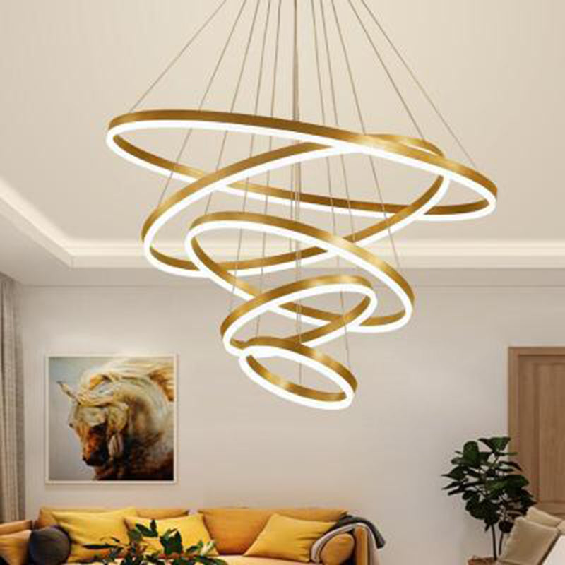 LED Acrylic Pendant Chandelier Minimalist Orbicular Living Room Suspension Light Gold Clearhalo 'Ceiling Lights' 'Chandeliers' 'Modern Chandeliers' 'Modern' Lighting' 2552803