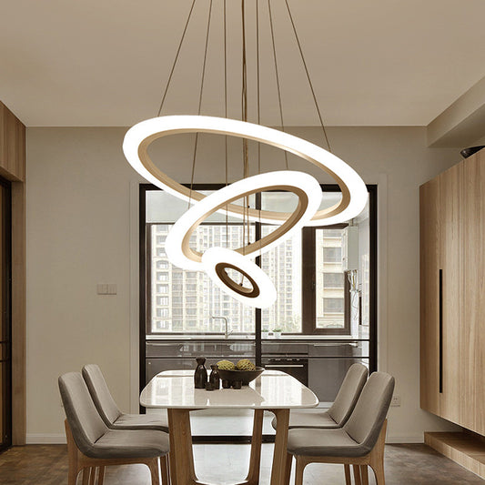 Simplicity Multi-Layer Hanging Chandelier Metal LED Living Room Suspension Light in White Clearhalo 'Ceiling Lights' 'Chandeliers' 'Modern Chandeliers' 'Modern' Lighting' 2552818