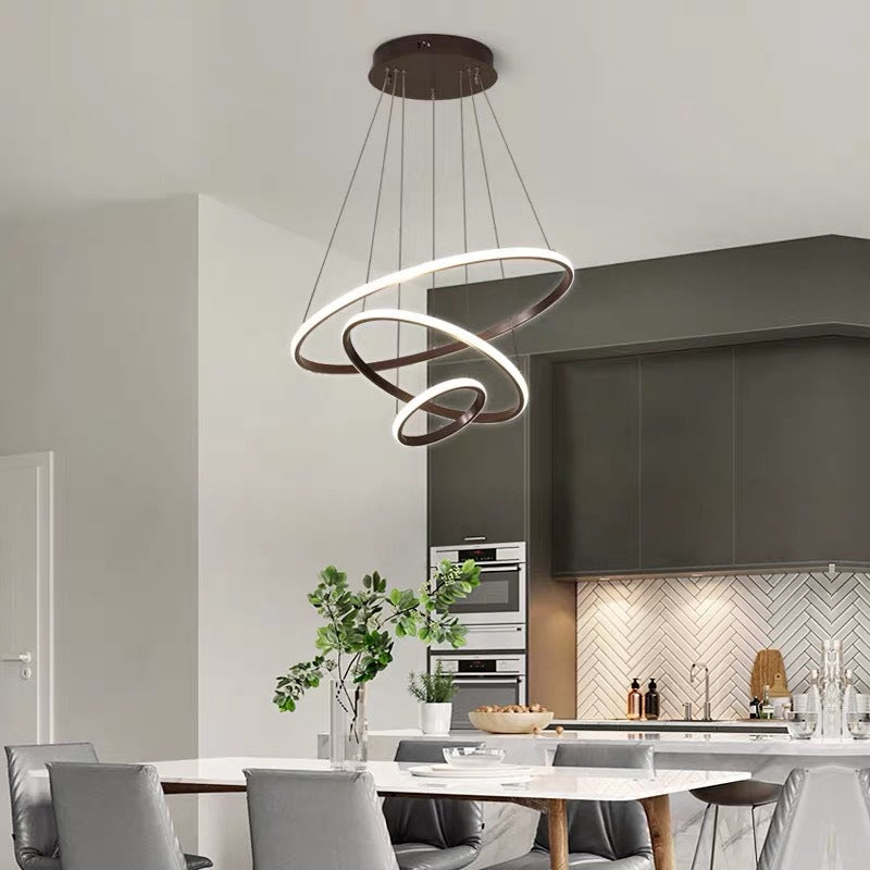 LED Parlour Pendant Lighting Fixture Modern Black Suspension Light with Circle Metal Shade Clearhalo 'Ceiling Lights' 'Chandeliers' 'Modern Chandeliers' 'Modern' Lighting' 2552823