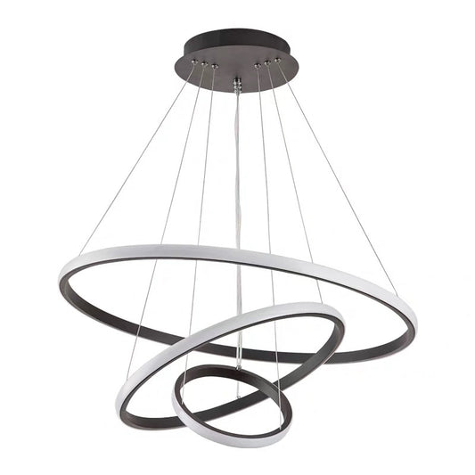 LED Parlour Pendant Lighting Fixture Modern Black Suspension Light with Circle Metal Shade Clearhalo 'Ceiling Lights' 'Chandeliers' 'Modern Chandeliers' 'Modern' Lighting' 2552825