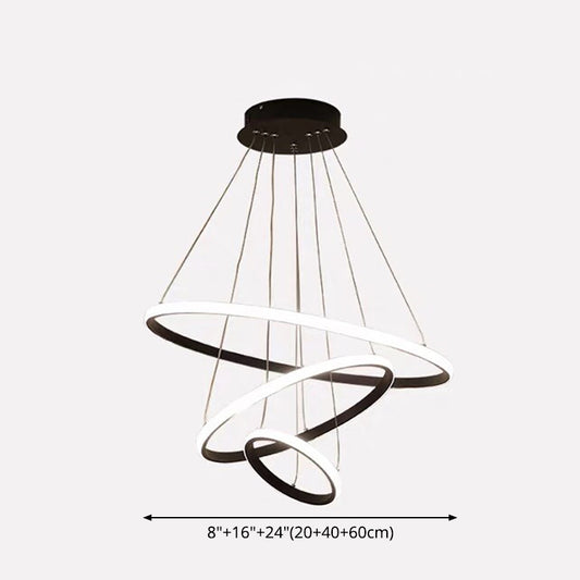 LED Parlour Pendant Lighting Fixture Modern Black Suspension Light with Circle Metal Shade Clearhalo 'Ceiling Lights' 'Chandeliers' 'Modern Chandeliers' 'Modern' Lighting' 2552826