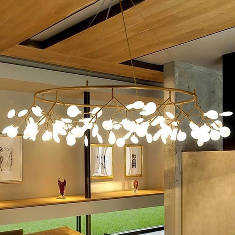 Gold Orbicular Ceiling Pendant Light Modern Style LED Acrylic Chandelier Lighting with Firefly Shade Clearhalo 'Ceiling Lights' 'Chandeliers' 'Modern Chandeliers' 'Modern' Lighting' 2552842