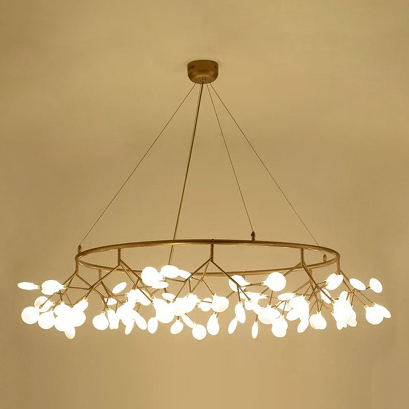 Gold Orbicular Ceiling Pendant Light Modern Style LED Acrylic Chandelier Lighting with Firefly Shade 54 Gold Clearhalo 'Ceiling Lights' 'Chandeliers' 'Modern Chandeliers' 'Modern' Lighting' 2552843