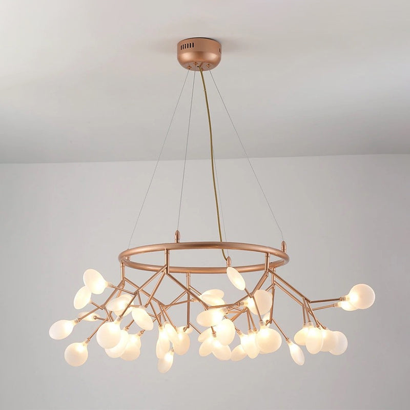 Gold Orbicular Ceiling Pendant Light Modern Style LED Acrylic Chandelier Lighting with Firefly Shade Clearhalo 'Ceiling Lights' 'Chandeliers' 'Modern Chandeliers' 'Modern' Lighting' 2552849
