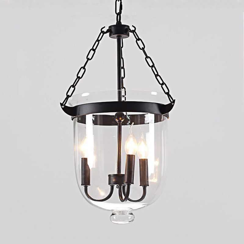Black Bucket Chandelier Light Fixture Industrial Style Glass Dining Room Pendant Lighting Clearhalo 'Ceiling Lights' 'Chandeliers' 'Glass shade' 'Glass' 'Industrial Chandeliers' 'Industrial' 'Middle Century Chandeliers' 'Pendant Lights' 'Tiffany' Lighting' 2552866