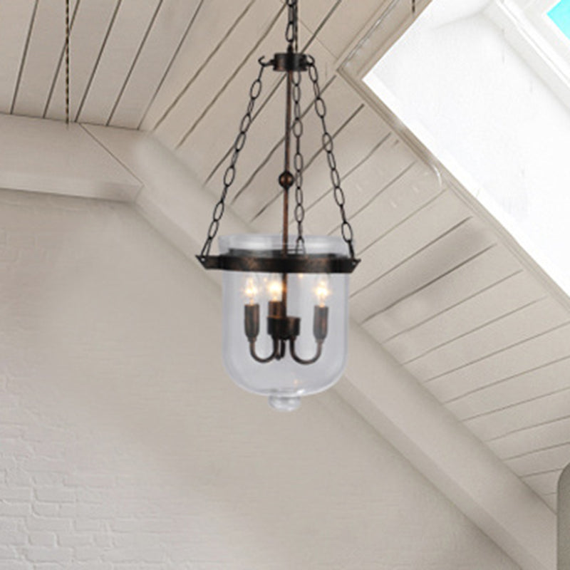 Black Bucket Chandelier Light Fixture Industrial Style Glass Dining Room Pendant Lighting Clearhalo 'Ceiling Lights' 'Chandeliers' 'Glass shade' 'Glass' 'Industrial Chandeliers' 'Industrial' 'Middle Century Chandeliers' 'Pendant Lights' 'Tiffany' Lighting' 2552873