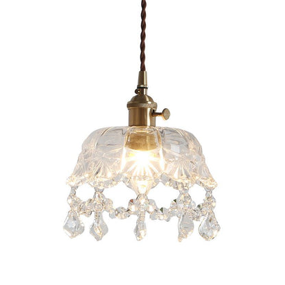 Bowl Pendant Ceiling Light Modern Style Crystal Aisle Ceiling Suspension Lamp in Gold Gold Clearhalo 'Ceiling Lights' 'Glass shade' 'Glass' 'Modern Pendants' 'Modern' 'Pendant Lights' 'Pendants' Lighting' 2552880