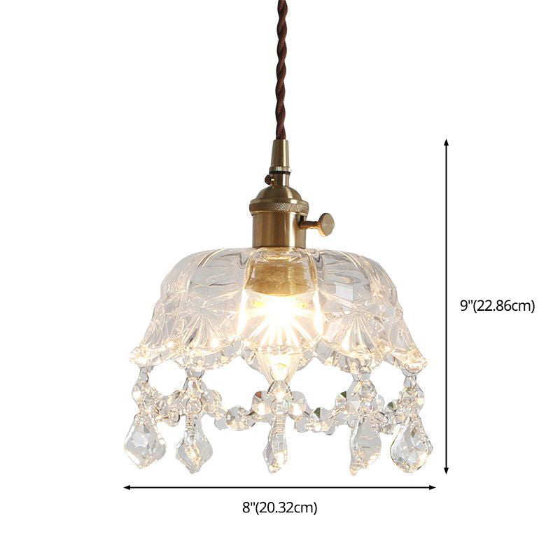 Bowl Pendant Ceiling Light Modern Style Crystal Aisle Ceiling Suspension Lamp in Gold Clearhalo 'Ceiling Lights' 'Glass shade' 'Glass' 'Modern Pendants' 'Modern' 'Pendant Lights' 'Pendants' Lighting' 2552885