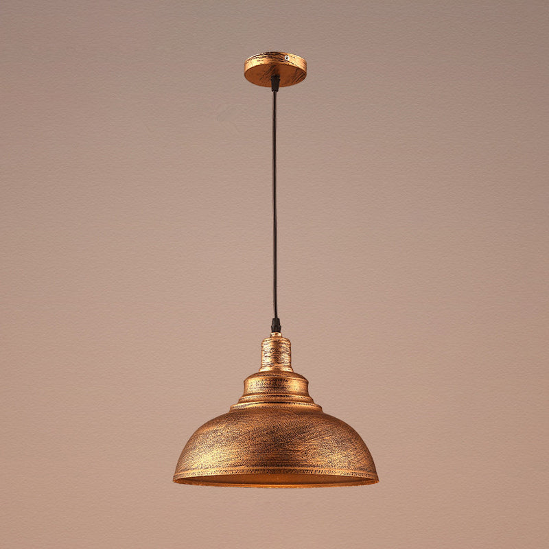 Vintage Bowl Pendant Lighting Fixture Metal Hanging Ceiling Light with Painted Shade Bronze Clearhalo 'Art Deco Pendants' 'Black' 'Cast Iron' 'Ceiling Lights' 'Ceramic' 'Crystal' 'Industrial Pendants' 'Industrial' 'Metal' 'Middle Century Pendants' 'Pendant Lights' 'Pendants' 'Rustic Pendants' 'Tiffany' Lighting' 2552932