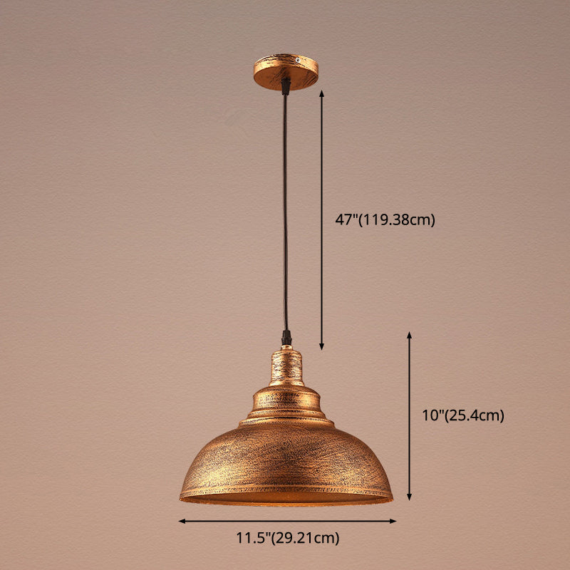 Vintage Bowl Pendant Lighting Fixture Metal Hanging Ceiling Light with Painted Shade Clearhalo 'Art Deco Pendants' 'Black' 'Cast Iron' 'Ceiling Lights' 'Ceramic' 'Crystal' 'Industrial Pendants' 'Industrial' 'Metal' 'Middle Century Pendants' 'Pendant Lights' 'Pendants' 'Rustic Pendants' 'Tiffany' Lighting' 2552936