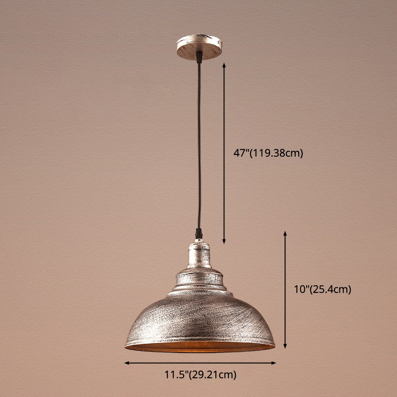Vintage Bowl Pendant Lighting Fixture Metal Hanging Ceiling Light with Painted Shade Clearhalo 'Art Deco Pendants' 'Black' 'Cast Iron' 'Ceiling Lights' 'Ceramic' 'Crystal' 'Industrial Pendants' 'Industrial' 'Metal' 'Middle Century Pendants' 'Pendant Lights' 'Pendants' 'Rustic Pendants' 'Tiffany' Lighting' 2552937