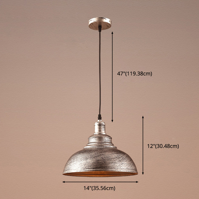 Vintage Bowl Pendant Lighting Fixture Metal Hanging Ceiling Light with Painted Shade Clearhalo 'Art Deco Pendants' 'Black' 'Cast Iron' 'Ceiling Lights' 'Ceramic' 'Crystal' 'Industrial Pendants' 'Industrial' 'Metal' 'Middle Century Pendants' 'Pendant Lights' 'Pendants' 'Rustic Pendants' 'Tiffany' Lighting' 2552938