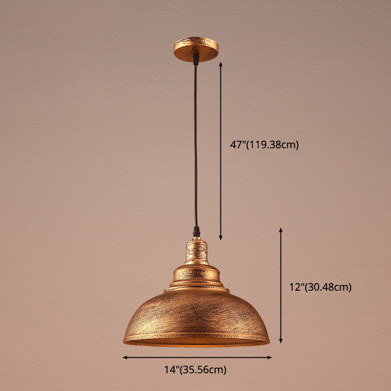 Vintage Bowl Pendant Lighting Fixture Metal Hanging Ceiling Light with Painted Shade Clearhalo 'Art Deco Pendants' 'Black' 'Cast Iron' 'Ceiling Lights' 'Ceramic' 'Crystal' 'Industrial Pendants' 'Industrial' 'Metal' 'Middle Century Pendants' 'Pendant Lights' 'Pendants' 'Rustic Pendants' 'Tiffany' Lighting' 2552939