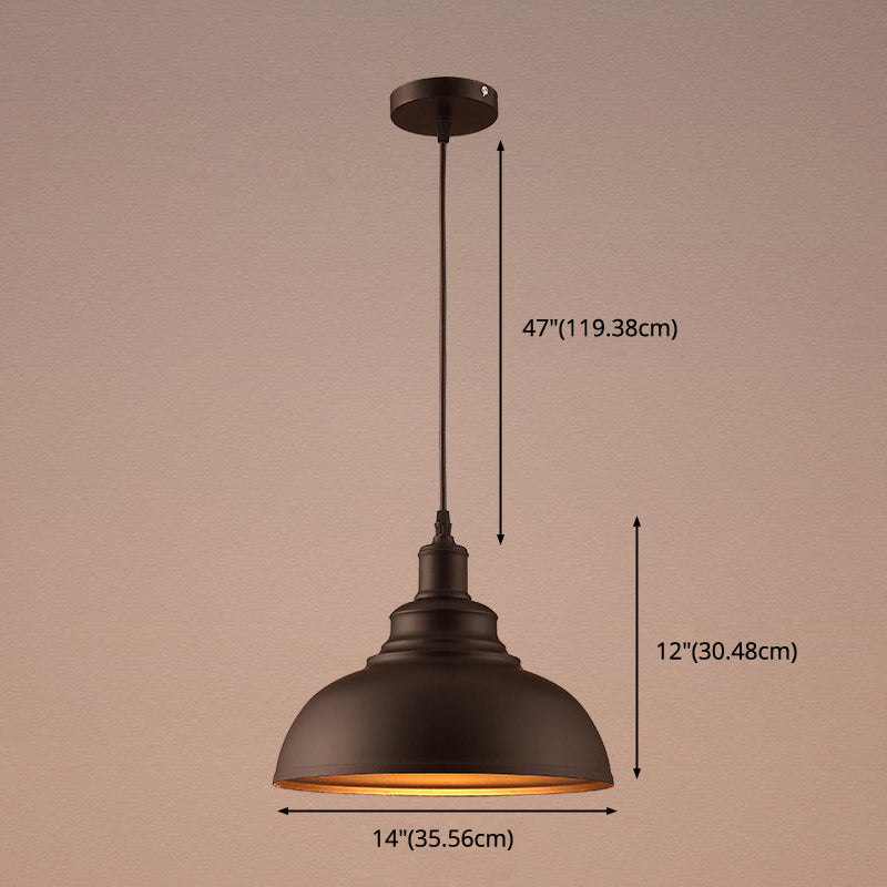 Vintage Bowl Pendant Lighting Fixture Metal Hanging Ceiling Light with Painted Shade Clearhalo 'Art Deco Pendants' 'Black' 'Cast Iron' 'Ceiling Lights' 'Ceramic' 'Crystal' 'Industrial Pendants' 'Industrial' 'Metal' 'Middle Century Pendants' 'Pendant Lights' 'Pendants' 'Rustic Pendants' 'Tiffany' Lighting' 2552940