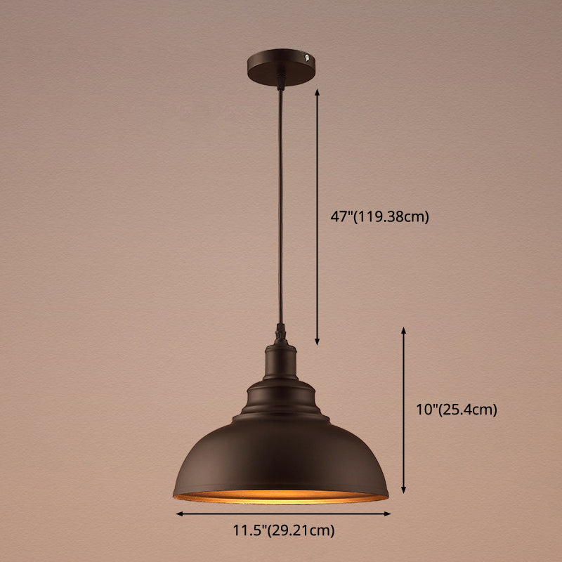 Vintage Bowl Pendant Lighting Fixture Metal Hanging Ceiling Light with Painted Shade Clearhalo 'Art Deco Pendants' 'Black' 'Cast Iron' 'Ceiling Lights' 'Ceramic' 'Crystal' 'Industrial Pendants' 'Industrial' 'Metal' 'Middle Century Pendants' 'Pendant Lights' 'Pendants' 'Rustic Pendants' 'Tiffany' Lighting' 2552941