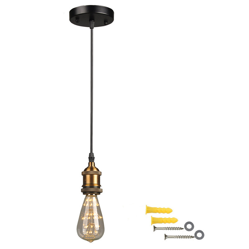 Open Bulb Metal Ceiling Lighting Fixture Farmhouse Style Hallway Hanging Lamp in Black Gold Clearhalo 'Art Deco Pendants' 'Cast Iron' 'Ceiling Lights' 'Ceramic' 'Crystal' 'Industrial Pendants' 'Industrial' 'Metal' 'Middle Century Pendants' 'Pendant Lights' 'Pendants' 'Tiffany' Lighting' 2552966