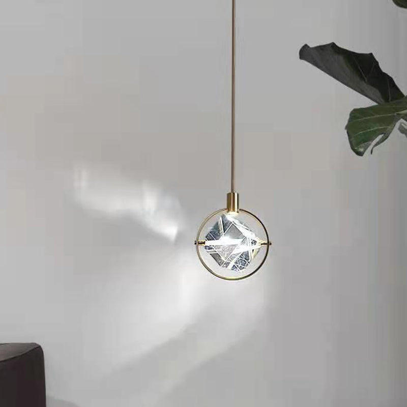 Gold Ring Pendant Lighting Fixture Contemporary Style LED Crystal Suspension Lamp Clearhalo 'Ceiling Lights' 'Modern Pendants' 'Modern' 'Pendant Lights' 'Pendants' Lighting' 2552978