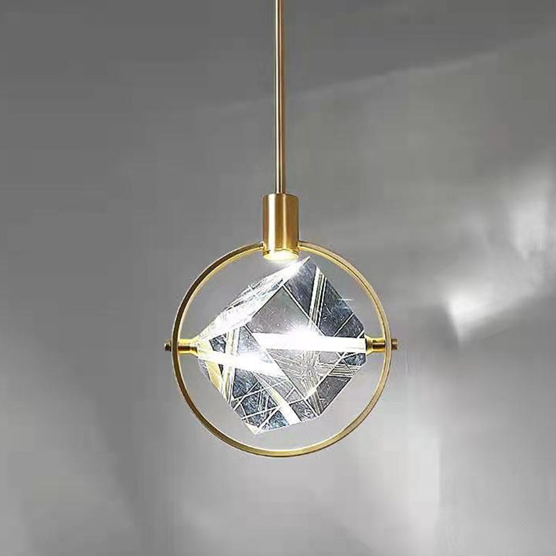 Gold Ring Pendant Lighting Fixture Contemporary Style LED Crystal Suspension Lamp Gold Clearhalo 'Ceiling Lights' 'Modern Pendants' 'Modern' 'Pendant Lights' 'Pendants' Lighting' 2552979
