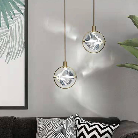 Gold Ring Pendant Lighting Fixture Contemporary Style LED Crystal Suspension Lamp Clearhalo 'Ceiling Lights' 'Modern Pendants' 'Modern' 'Pendant Lights' 'Pendants' Lighting' 2552980