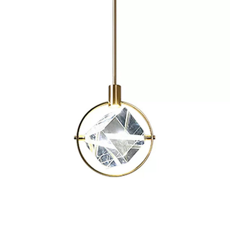 Gold Ring Pendant Lighting Fixture Contemporary Style LED Crystal Suspension Lamp Clearhalo 'Ceiling Lights' 'Modern Pendants' 'Modern' 'Pendant Lights' 'Pendants' Lighting' 2552981