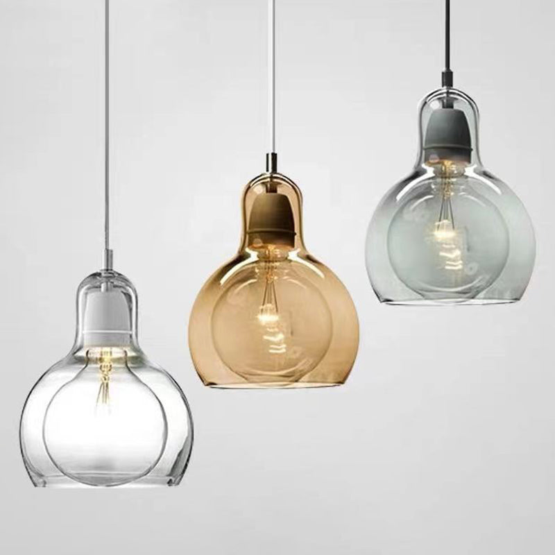 1 Light Pendant Lighting Fixtures Contemporary Gourd Glass Hanging Lights for Lounge Clearhalo 'Ceiling Lights' 'Chandeliers' 'Glass shade' 'Glass' 'Modern Pendants' 'Modern' 'Pendant Lights' 'Pendants' Lighting' 2552987