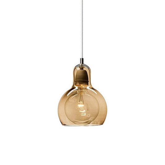 1 Light Pendant Lighting Fixtures Contemporary Gourd Glass Hanging Lights for Lounge Amber 7" Clearhalo 'Ceiling Lights' 'Chandeliers' 'Glass shade' 'Glass' 'Modern Pendants' 'Modern' 'Pendant Lights' 'Pendants' Lighting' 2552993