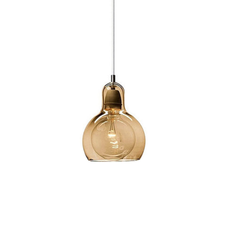 1 Light Pendant Lighting Fixtures Contemporary Gourd Glass Hanging Lights for Lounge Amber 4.5" Clearhalo 'Ceiling Lights' 'Chandeliers' 'Glass shade' 'Glass' 'Modern Pendants' 'Modern' 'Pendant Lights' 'Pendants' Lighting' 2552994